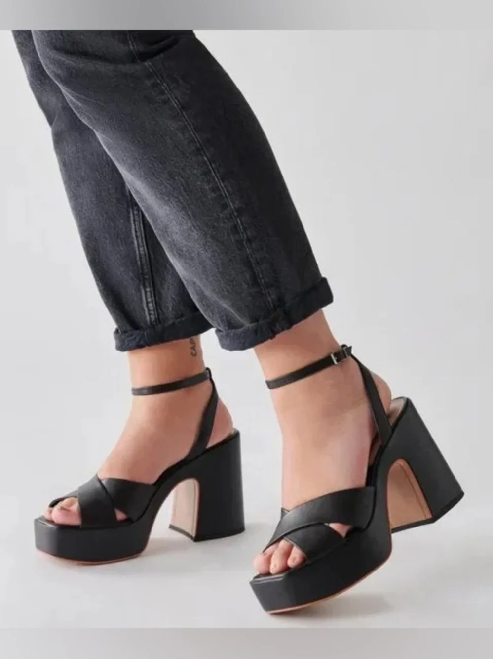 Dolce Vita Black Platform Ankle-Strap Sandals